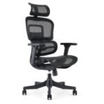 Fauteuil de bureau ergonomique Draco noir, vue 3/4 avant droit