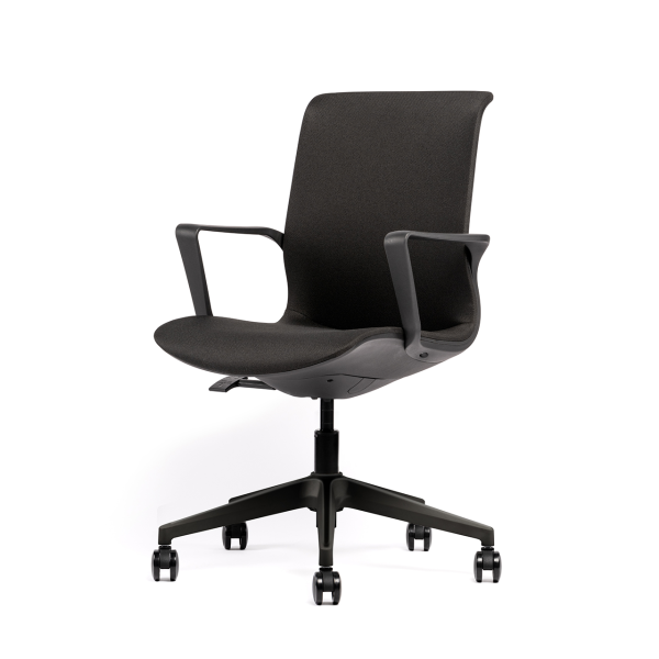 Fauteuil IZAO noir, vue 3/4 avant gauche