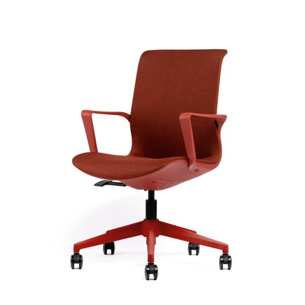 Fauteuil visiteur IZAO rouge – Vue 3/4 avant gauche