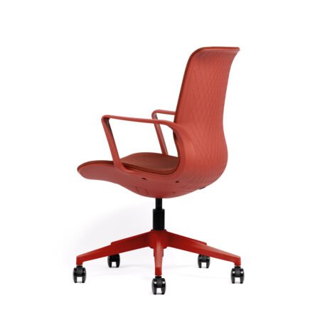 Fauteuil visiteur IZAO rouge – Vue 3/4 arrière gauche