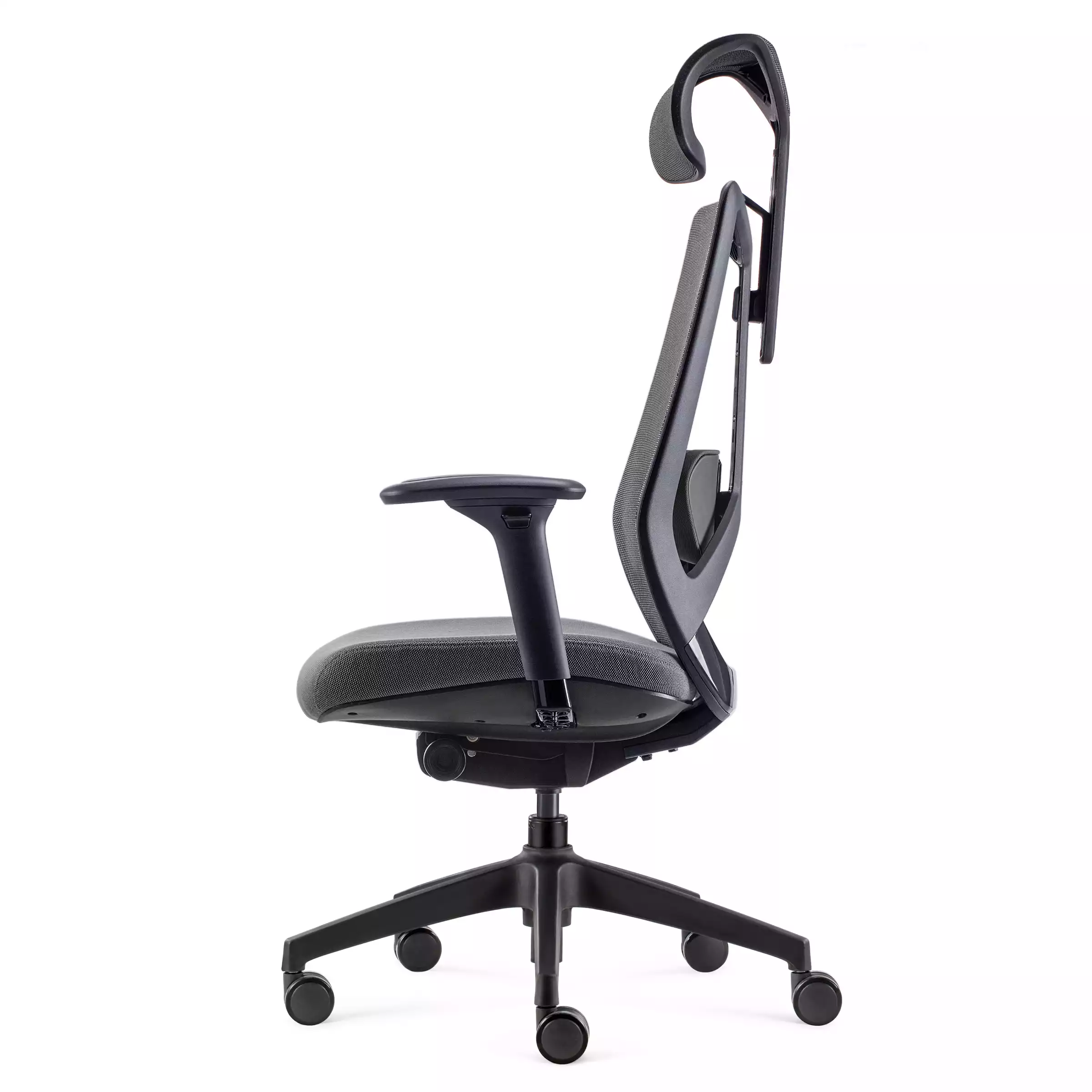 ARCOTET-656-GRIS_2-min Fauteuil Arco gris avec têtière - Vue de profil gauche