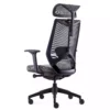 Fauteuil Arco gris avec têtière - Vue 3/4 arrière gauche