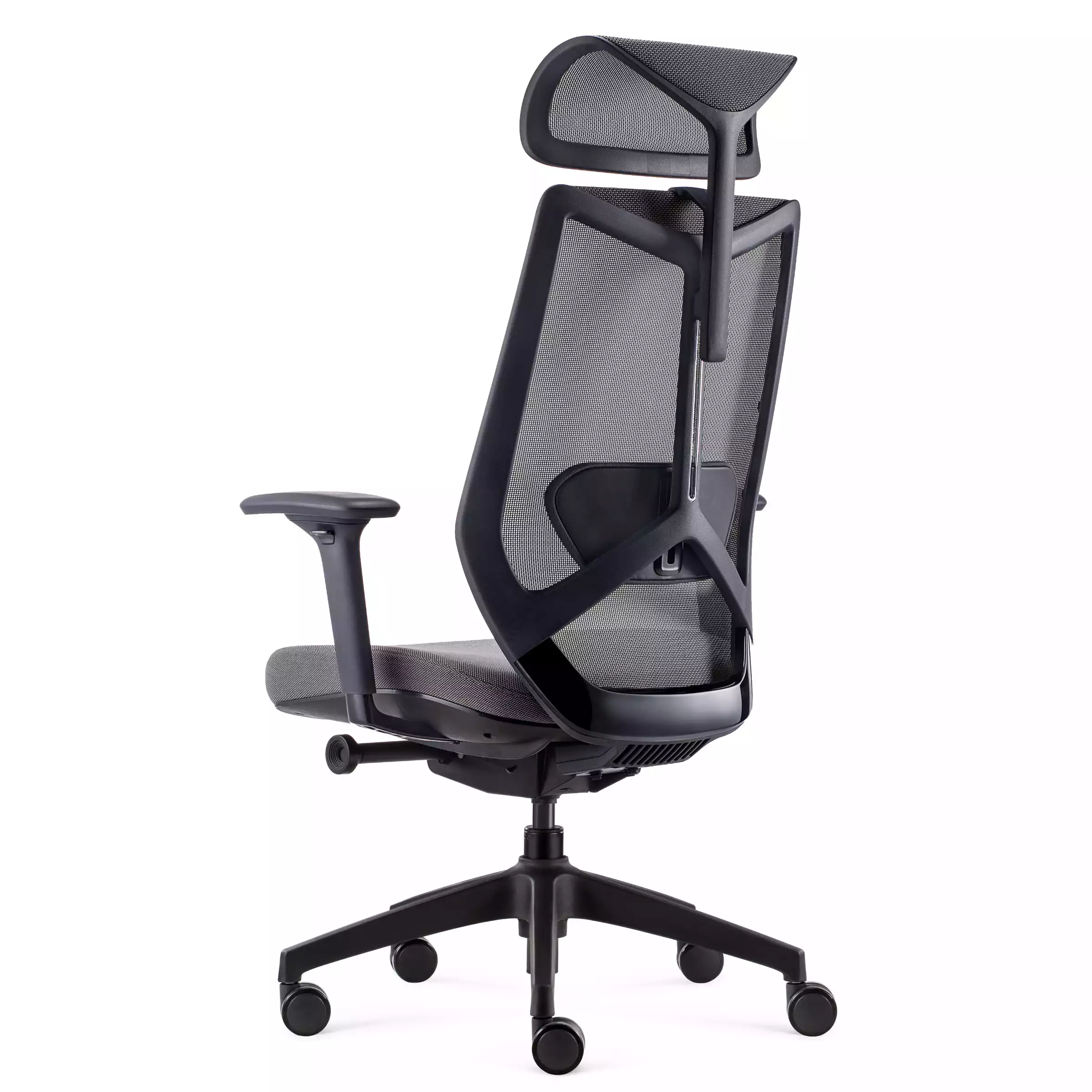 ARCOTET-656-GRIS_3-min Fauteuil Arco gris avec têtière - Vue 3/4 arrière gauche