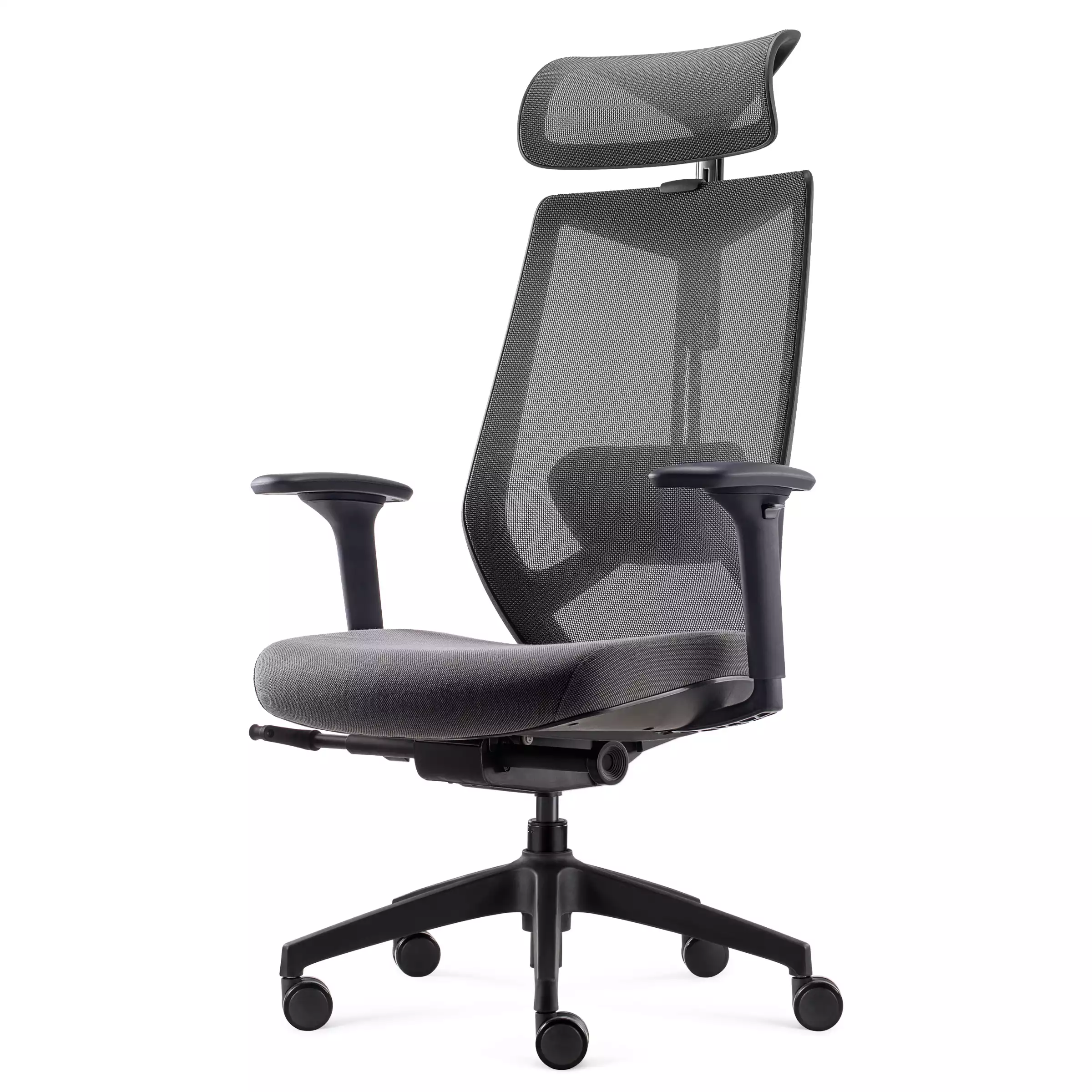 ARCOTET-656-GRIS_4-min Fauteuil Arco gris avec têtière - Vue 3/4 avant gauche