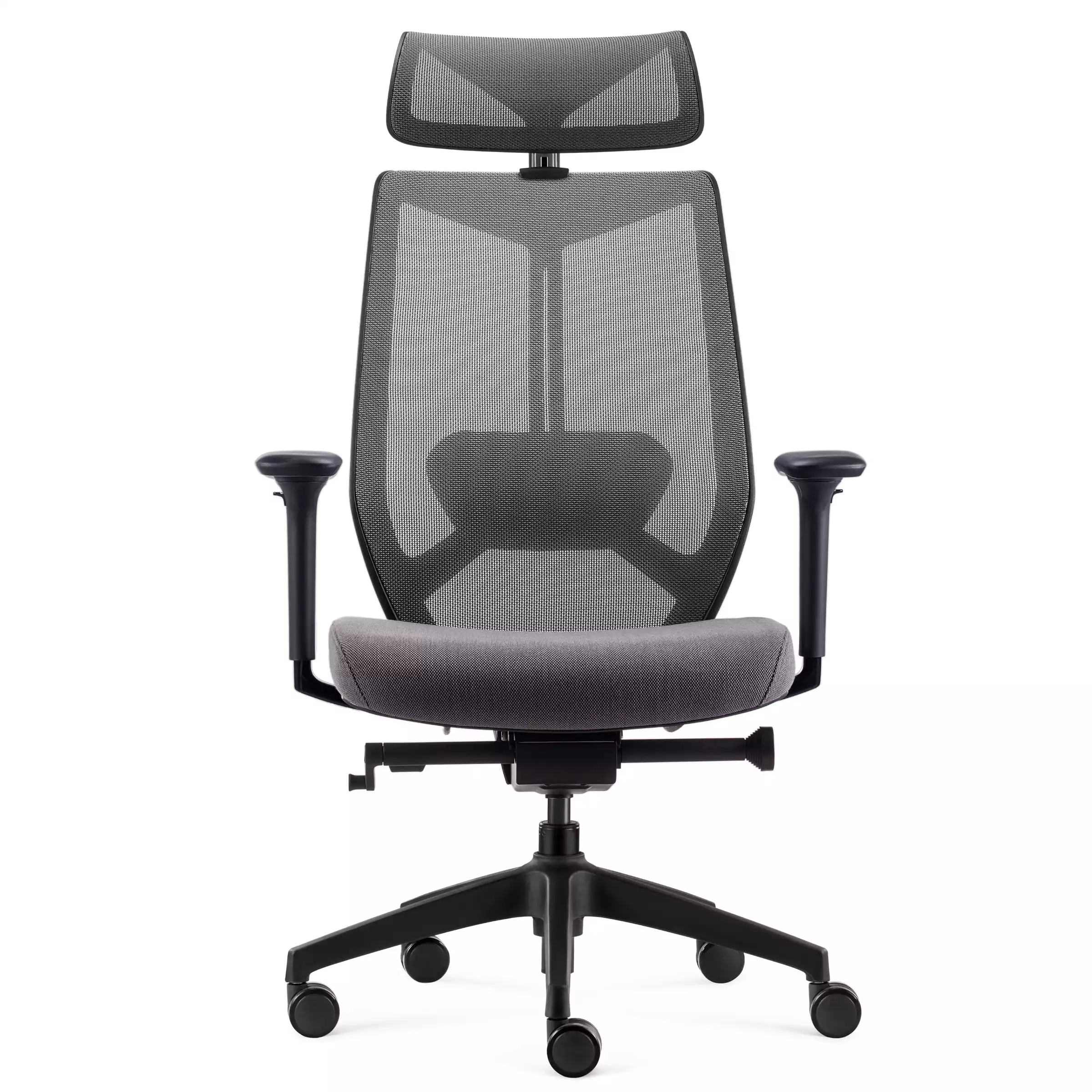 ARCOTET-656-GRIS_5-min Fauteuil Arco gris avec têtière - Vue avant