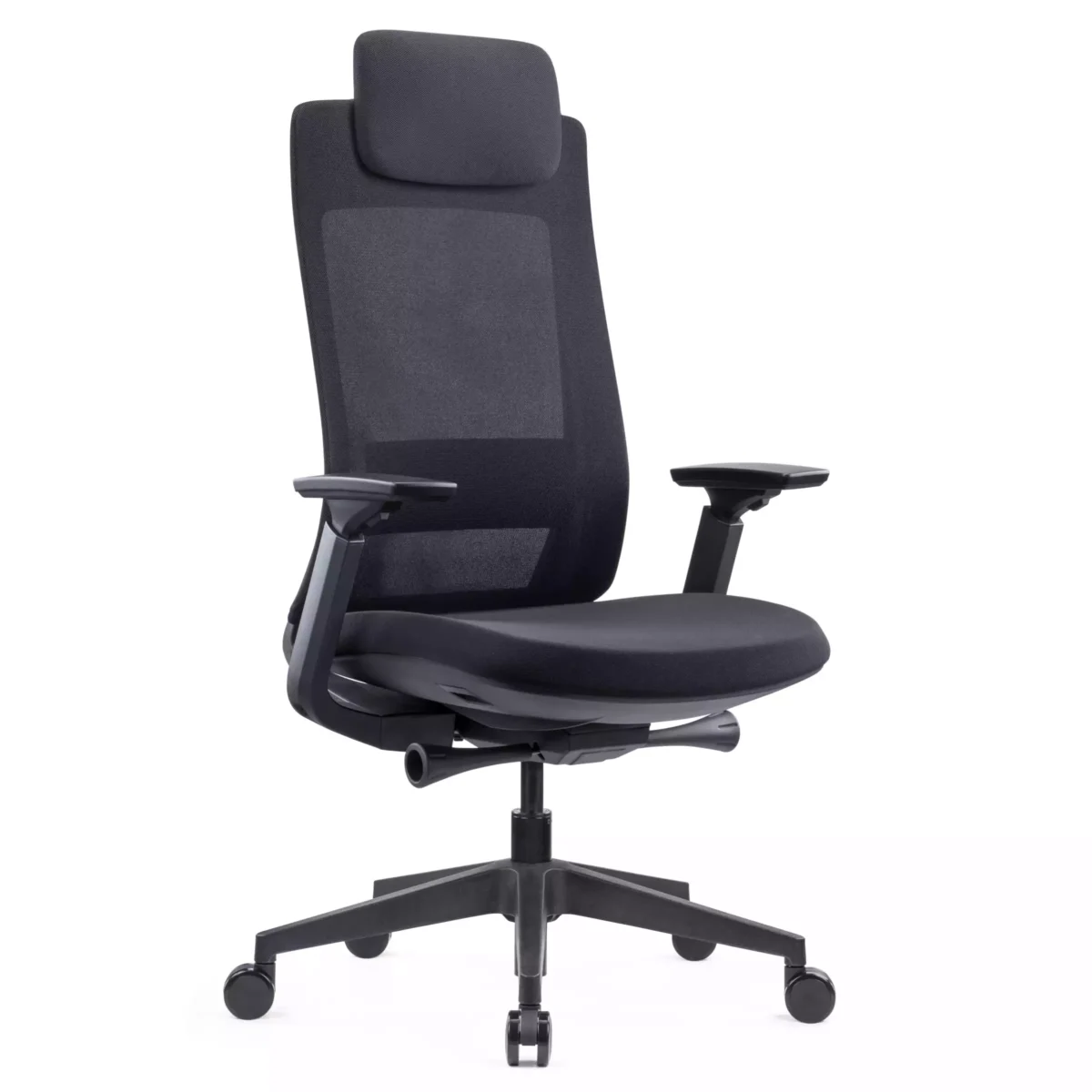 Fauteuil ergonomique MTi 501 en noir, vue 3/4 avant