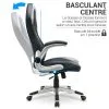 Chaise gaming ERIS avec accoudoirs relevables noir et gris – Waytex – schéma du mécanisme basculant centré