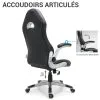 Chaise gaming ERIS avec accoudoirs relevables noir et gris – Waytex – détail des accoudoirs relevables et de la hauteur réglable