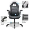 Chaise gaming ERIS avec accoudoirs relevables noir et gris – Waytex – détails : maille respirante, assise en simili cuir microperforé, roulettes bimatière