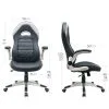 Chaise gaming ERIS avec accoudoirs relevables noir et gris – Waytex – schéma des dimensions