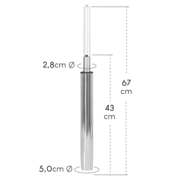 Vérin pour siège et tabouret haut. Course 240 mm chromé Ø 50/25mm