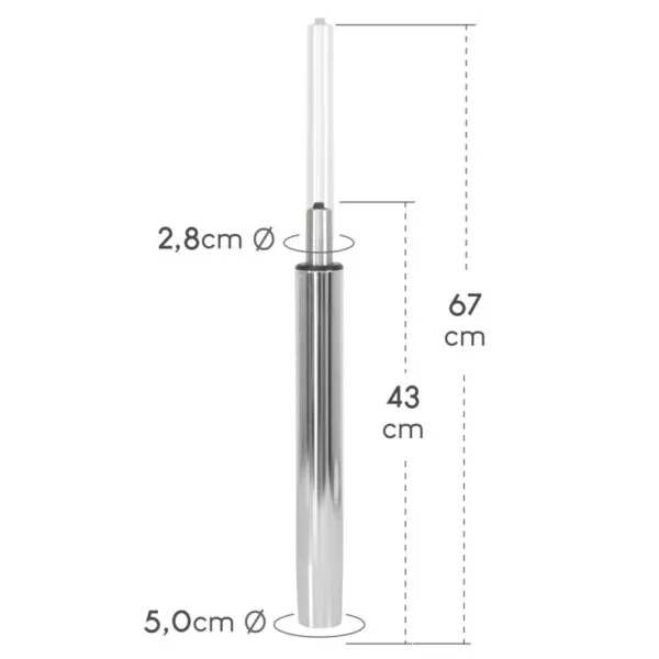 Vérin pour siège et tabouret haut. Course 240 mm chromé Ø 50/25mm