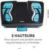 Repose-Pieds Énergisant Fellowes – schéma des dimensions et des 3 hauteurs