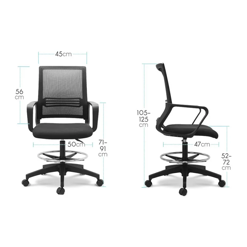 Siège technique THETA – Waytex – schéma des dimensions