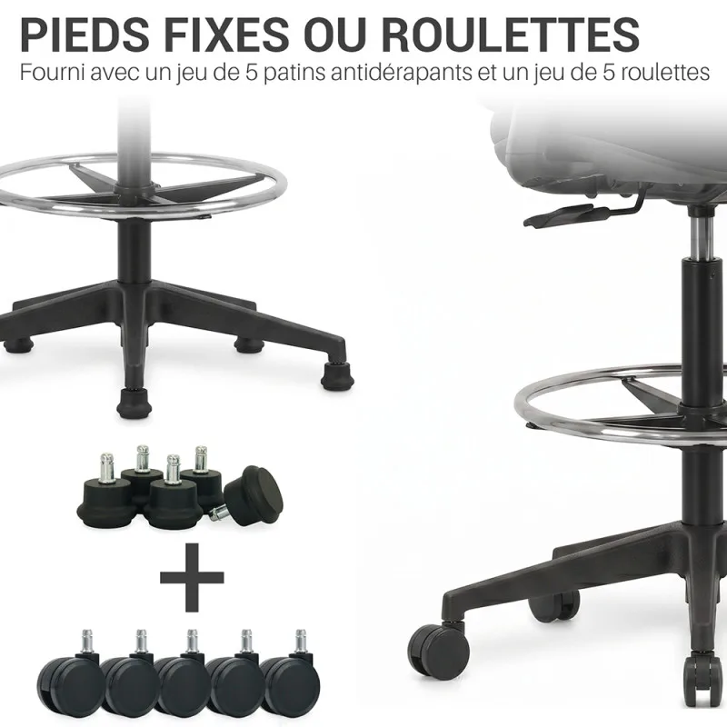 Siège assis-debout noir RAXUS – assise 64 à 88 cm – Waytex