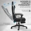 Chaise gaming OKTOS noir et gris avec repose-pieds – Waytex – schéma du dossier à contact permanent, inclinable jusqu'à 140°