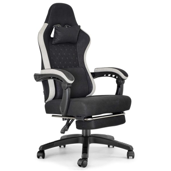 Chaise gaming OKTOS noir et gris avec repose-pieds