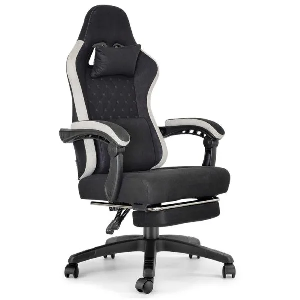Chaise gaming OKTOS noir et gris avec repose-pieds