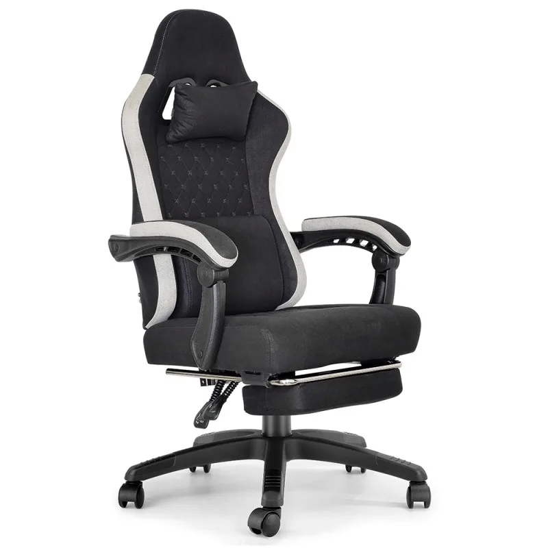 Chaise gaming OKTOS noir et gris avec repose-pieds – Waytex