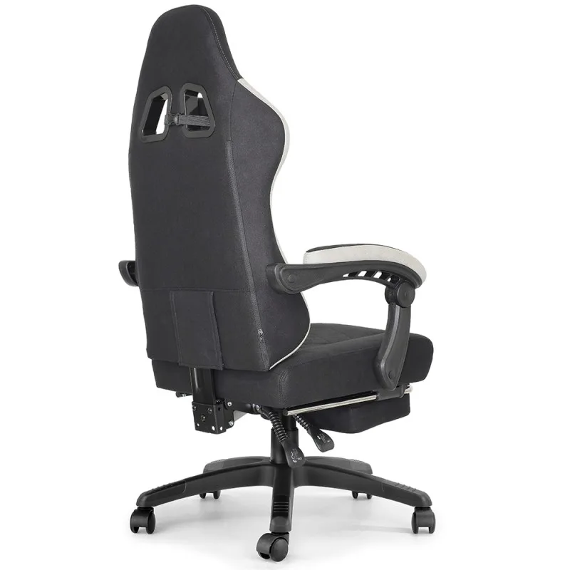 Chaise gaming OKTOS noir et gris avec repose-pieds – Waytex – vue de trois quarts arrière