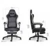 Chaise gaming OKTOS noir et gris avec repose-pieds – Waytex – schéma des dimensions