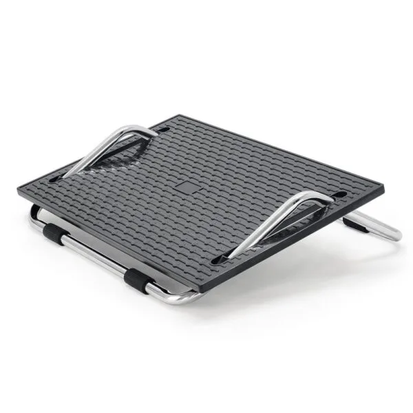 Repose pieds à bascule inclinable noir large et pied chrome