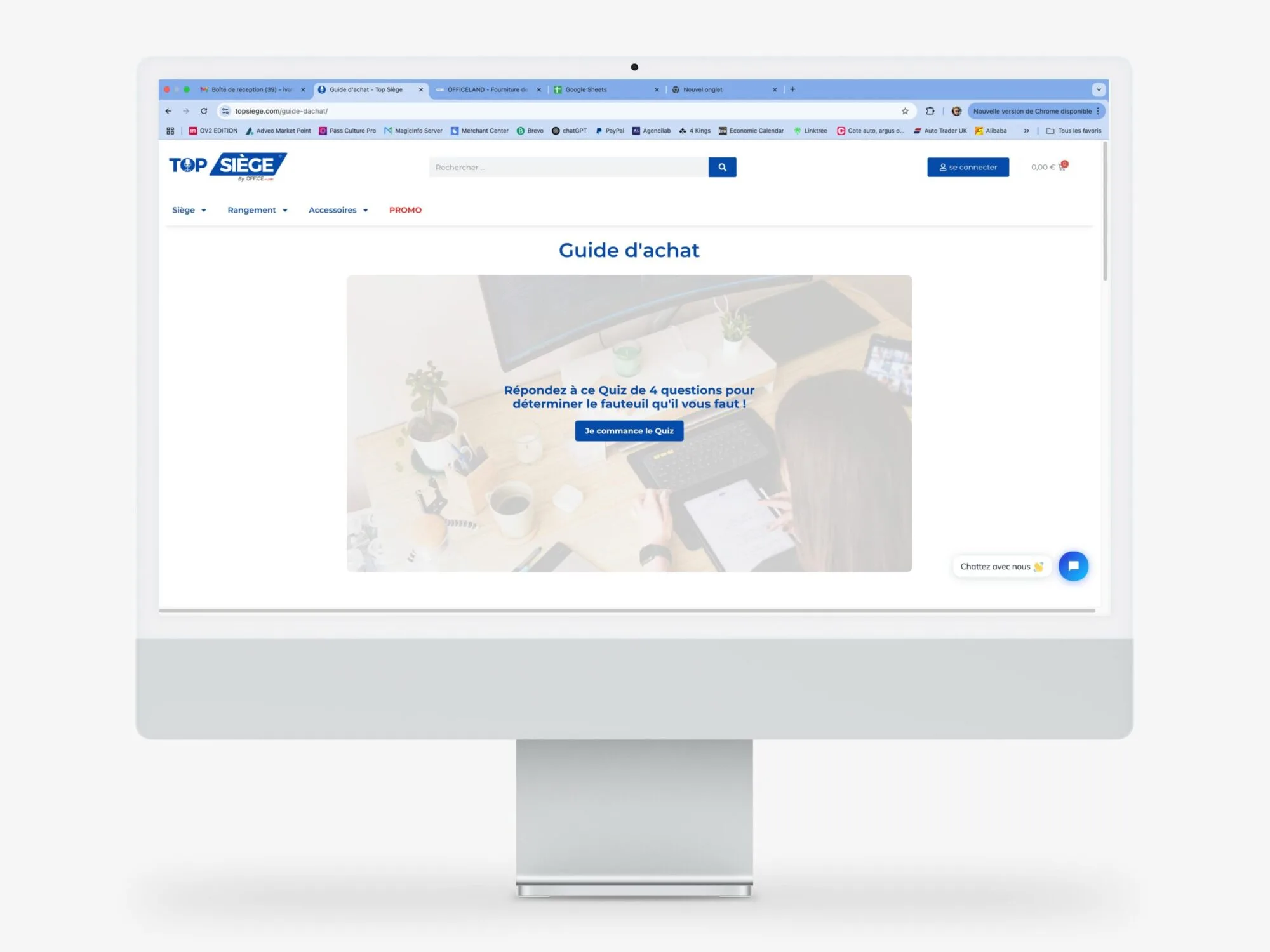 Page Guide d'achat de Top Siège affichée sur un ordinateur
