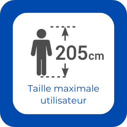 Taille maximale utilisateur 205 cm