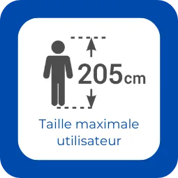 Taille maximale utilisateur 205 cm