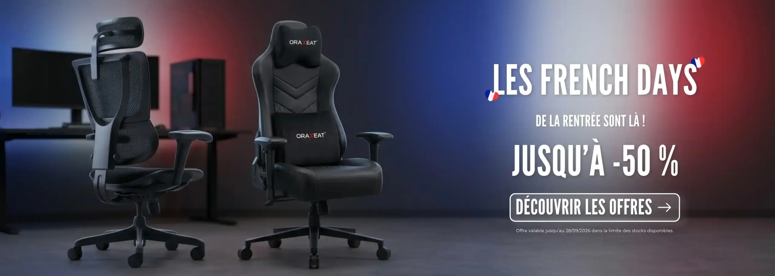 French Days de la rentrée : jusqu’à -50% sur une sélection de sièges et fauteuils de bureau, offre valable jusqu’au 28/09/2026
