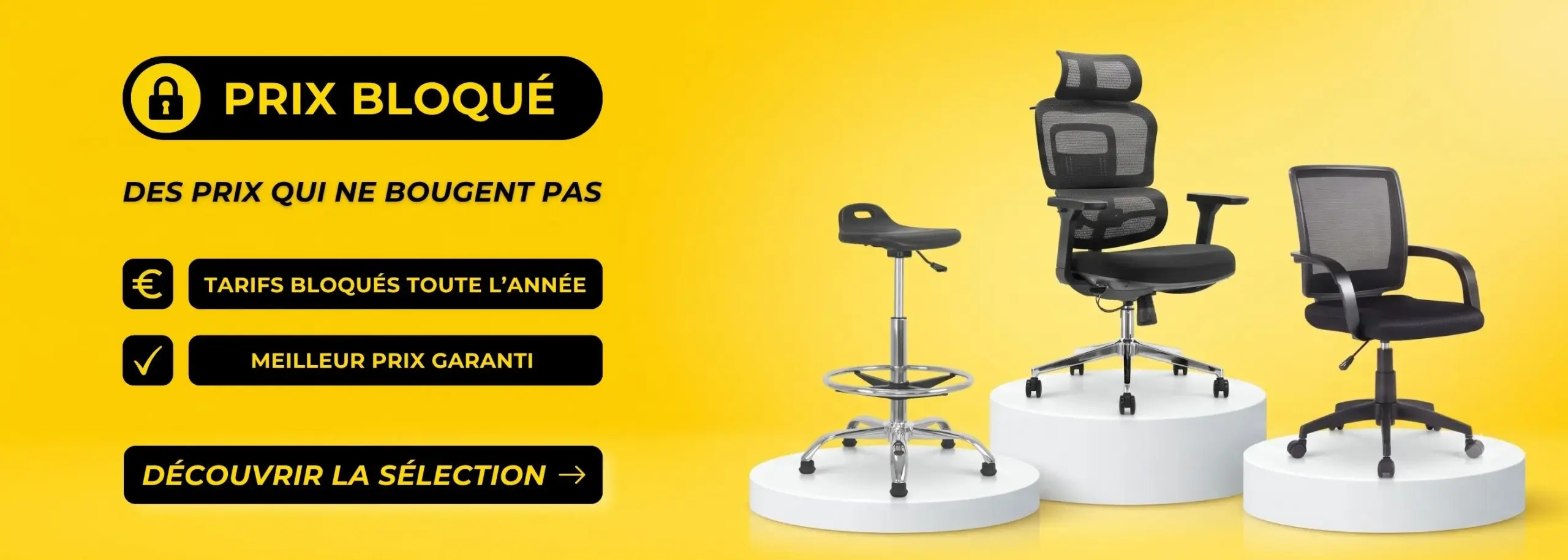 Sélection de sièges de bureau à prix bloqué toute l’année