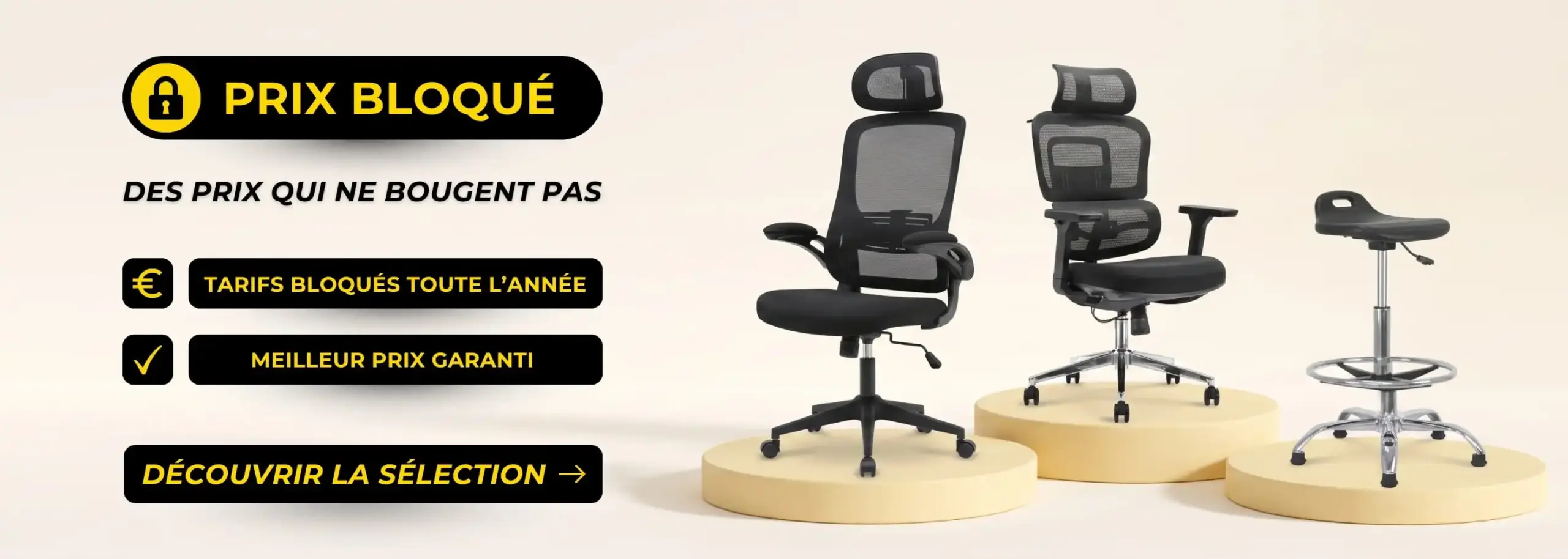 Sélection de sièges de bureau à prix bloqué toute l’année