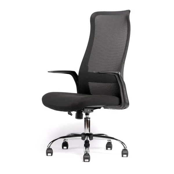 Fauteuil BOOK en maille respirante noire - ACT’ – vue de trois quarts avant