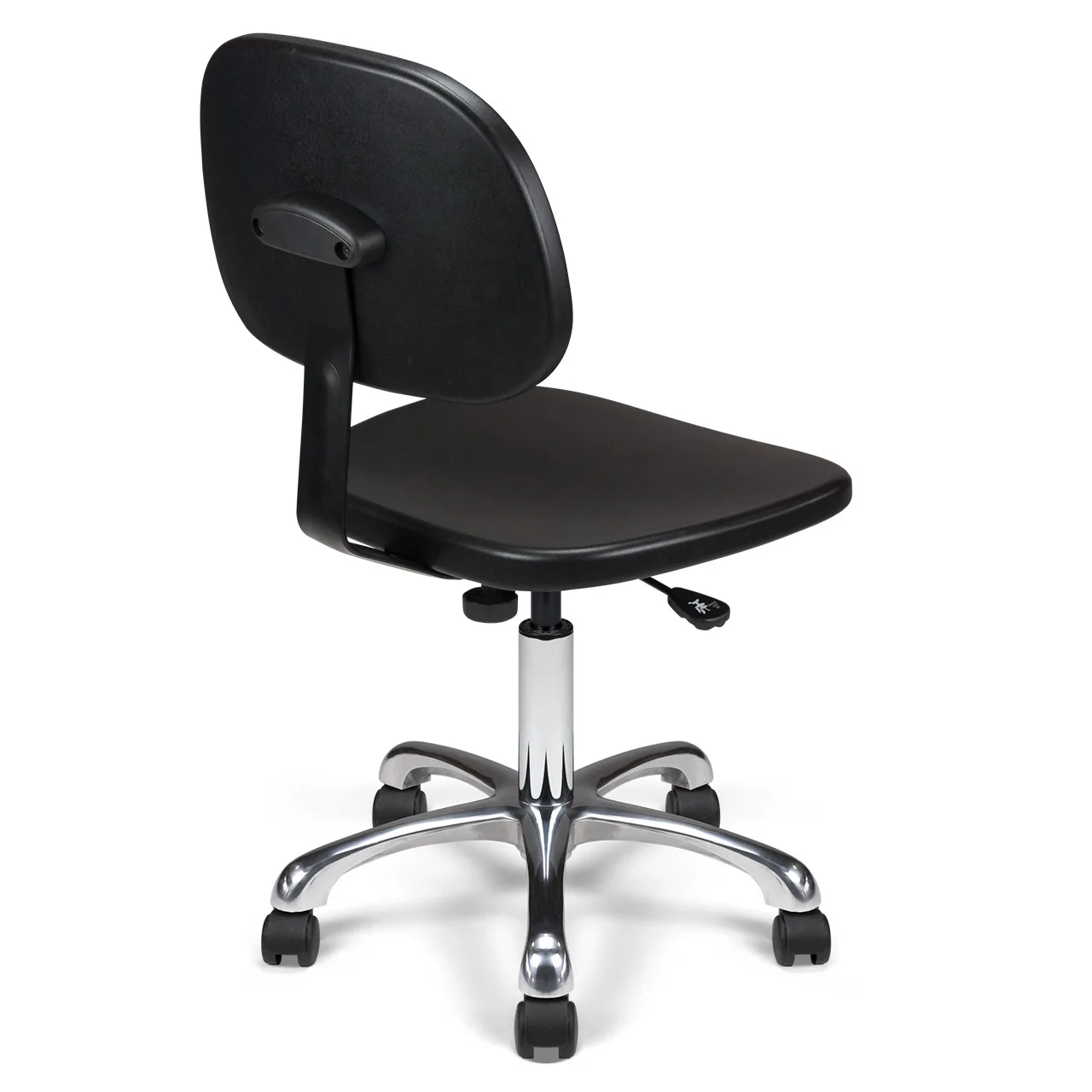 Chaise médicale à roulettes CLPU-L – noire – ACT' – vue de trois quarts arrière