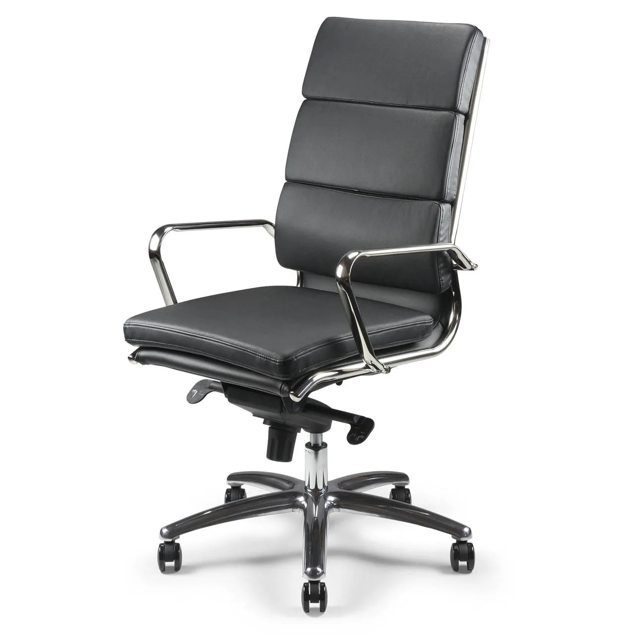 Fauteuil manager en cuir noir haut de gamme ETAN-H – ACT’ – vue de trois quarts