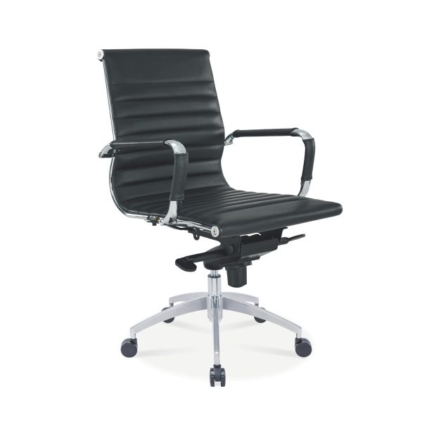 Fauteuil de direction Chromy 65 en cuir bovin noir - Mti