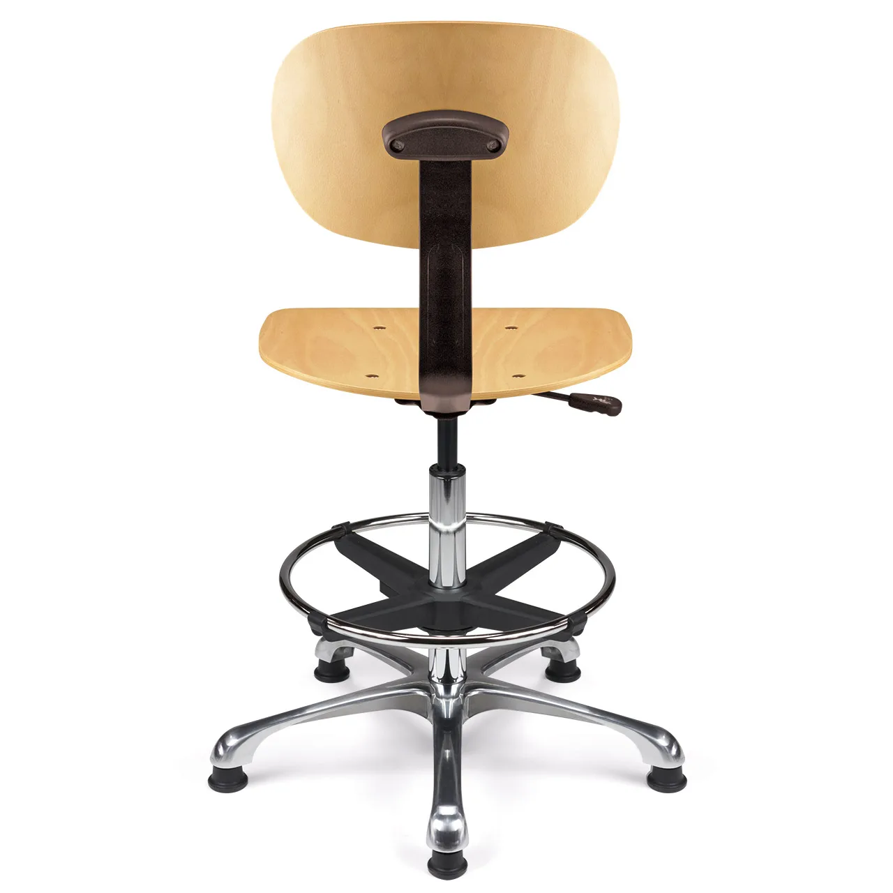 Tabouret haut de laboratoire LABO-H – hêtre – ACT' – vue de dos